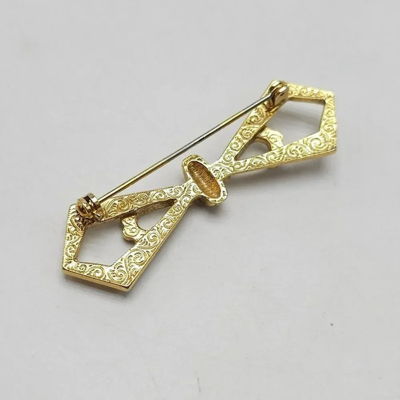 1928 Collection Clear Rhinestone Art Deco Style Bow Brooch Vintage - Picture 2 of 4